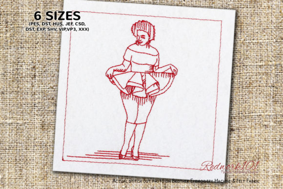 African Woman Machine Embroidery Design