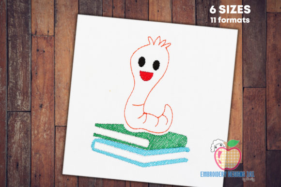 Cartoon Worm Sitting on Book