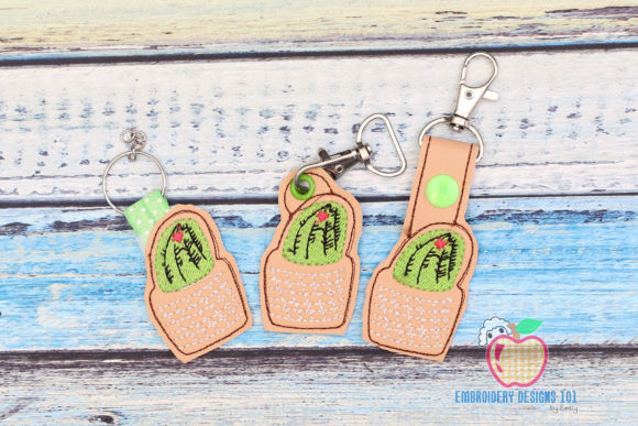 Cute Cactus Plant ITH Keyfob Design
