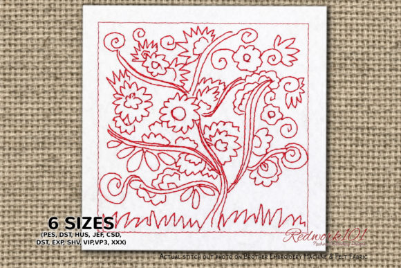 Flower Tree in Spring Redwork