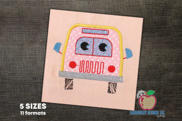 Front View of School Bus Applique
