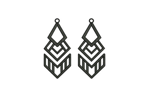Gray Long Earrings Embroidery Design