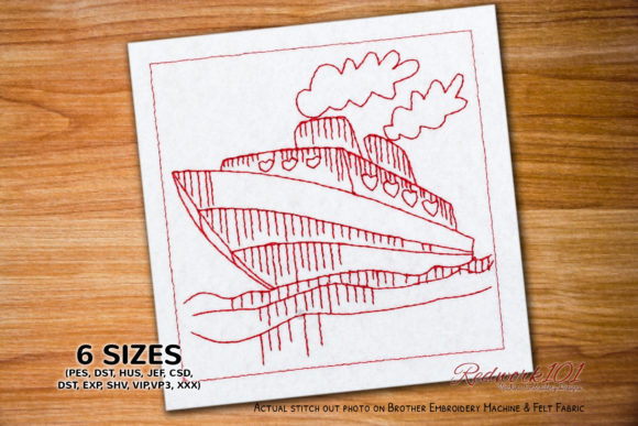 Heart Cruise Ship Redwork