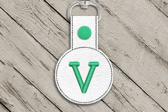 Letter V ITH Round Key Fob Applique