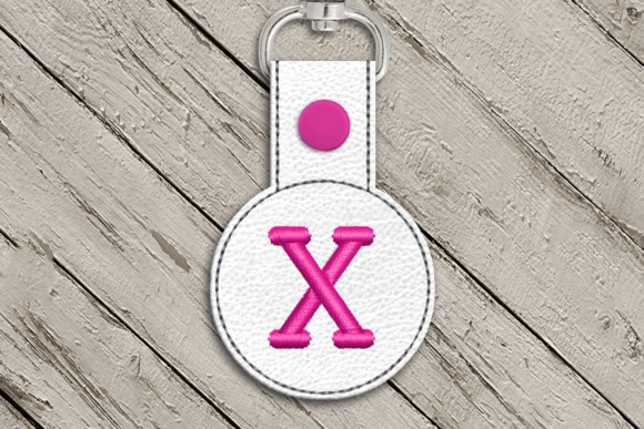 Letter X ITH Round Key Fob Applique