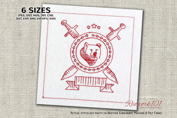Security Sign Bear Embroidery Design