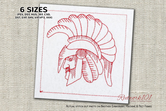 Spartan Warrior Head Redwork