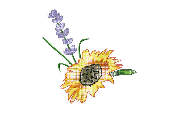 Sunflower and Lavender Embroidery Design