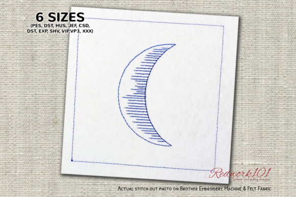 Waxing Crescent Moon Redwork