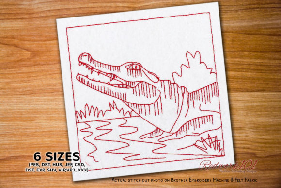 Wild Alligator Redwork