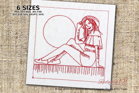 Woman Sitting on Wall Lineart